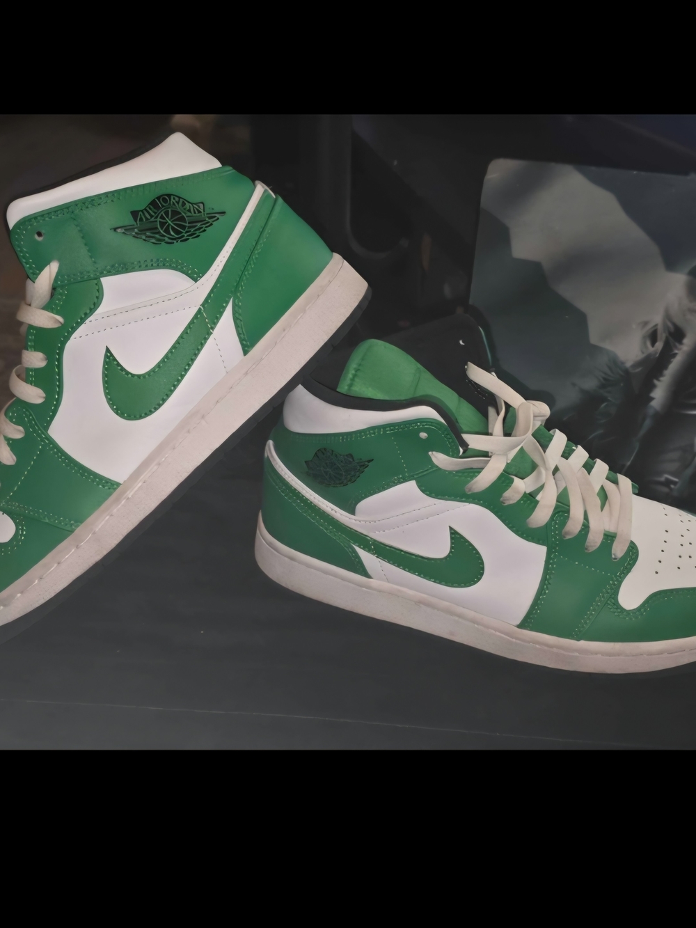 Jordan Green and White High-Top Sneakers